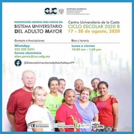 Centro Universitario de la Costa Abre Cursos en Línea Para Adultos Mayores