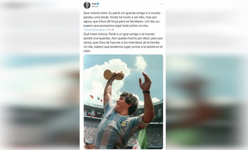 \"Espero jugar juntos a la pelota en el cielo\": Pelé se despide de Maradona