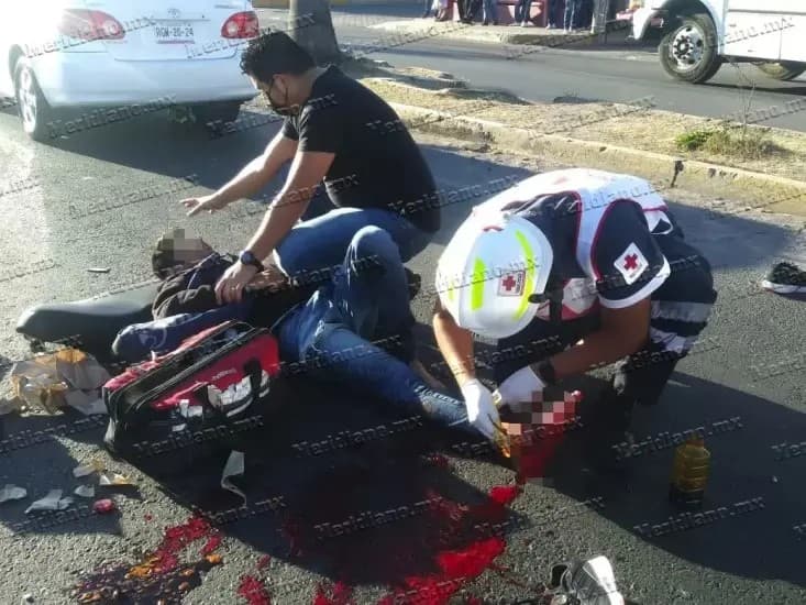 Motociclista termina con graves lesiones en pie derecho