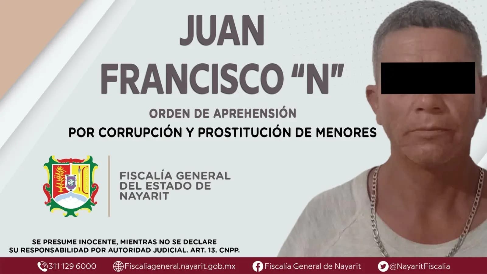 Capturado en ruiz por corrupción y prostitución de menores