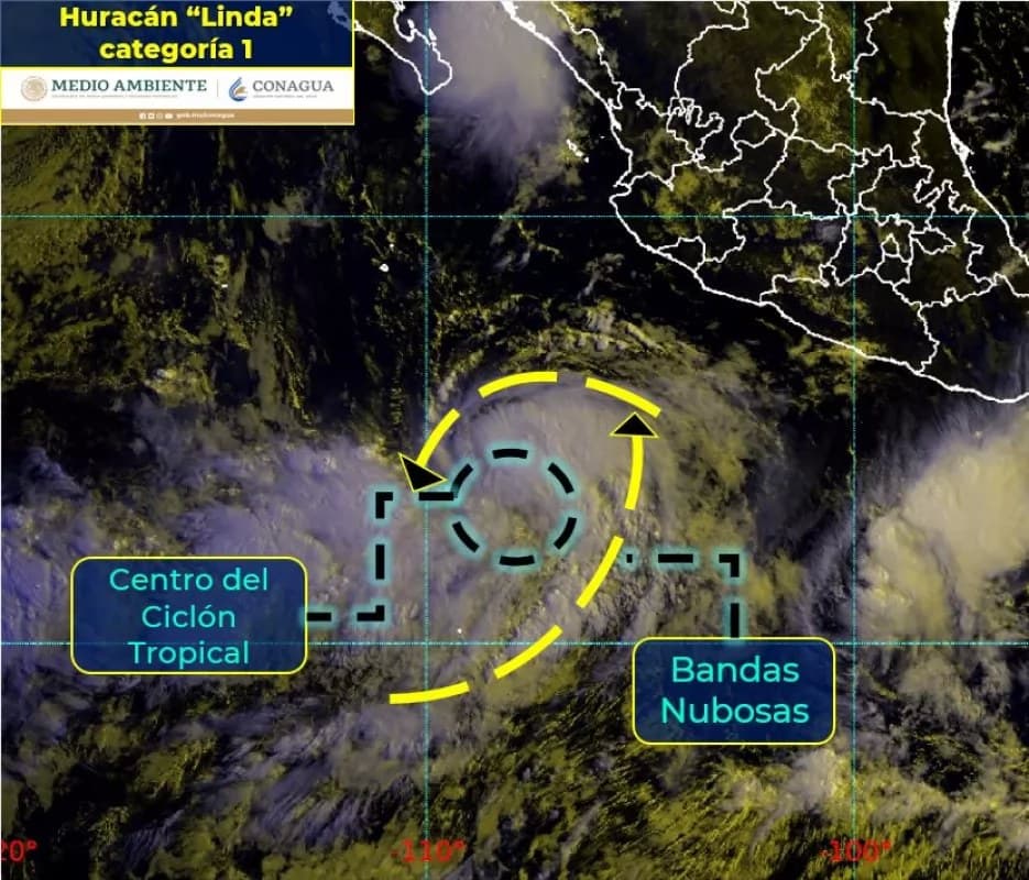 \"Linda\" se convierte en huracán; Prevén lluvias fuertes en Nayarit y Jalisco