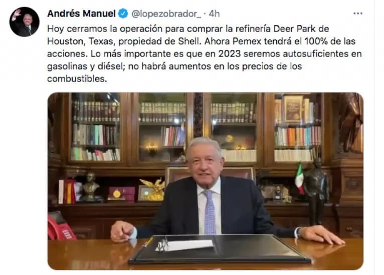 Compra México refinería Deer Park de Houston, Texas