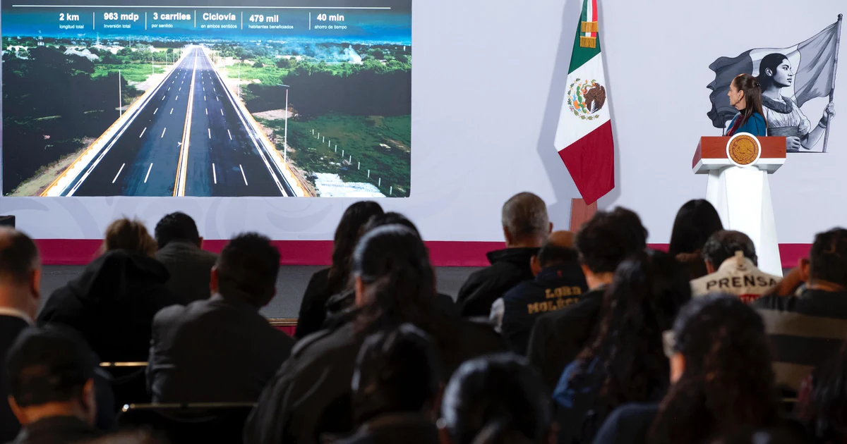 Presentación del puente Amado Nervo en la conferencia matutina de la presidenta Claudia Sheinbaum en Palacio Nacional