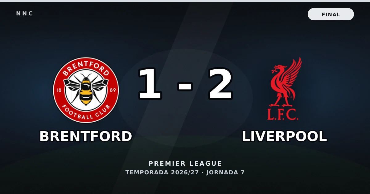 Brentford 1-2 Liverpool: resultado, goles y resumen del partido