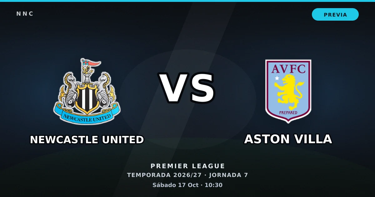 Newcastle United vs Aston Villa: horario y previa de la Jornada 7