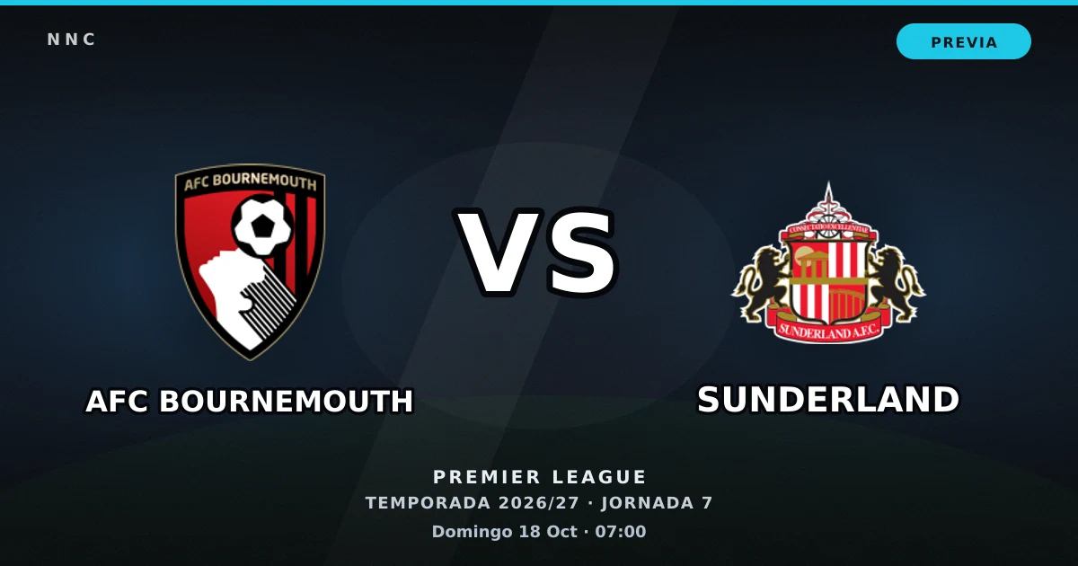 AFC Bournemouth vs Sunderland: horario y previa de la Jornada 7