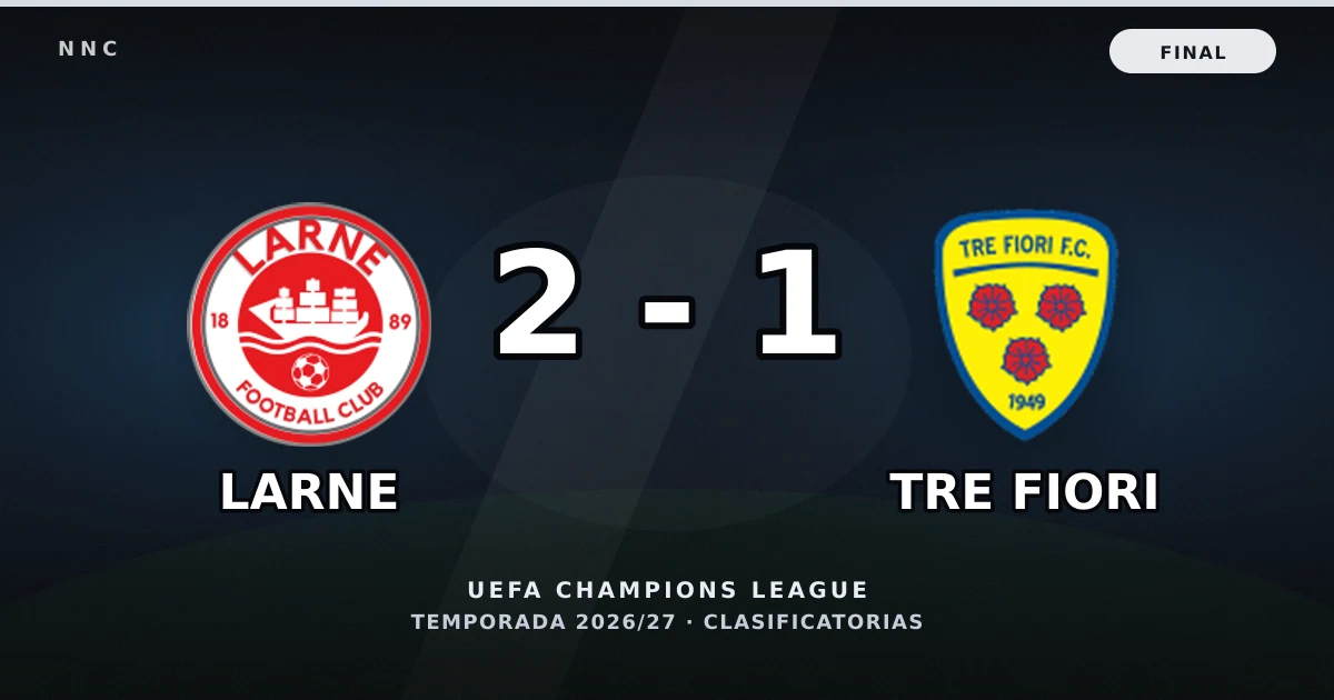 Larne 2-1 Tre Fiori: resultado, goles y resumen del partido