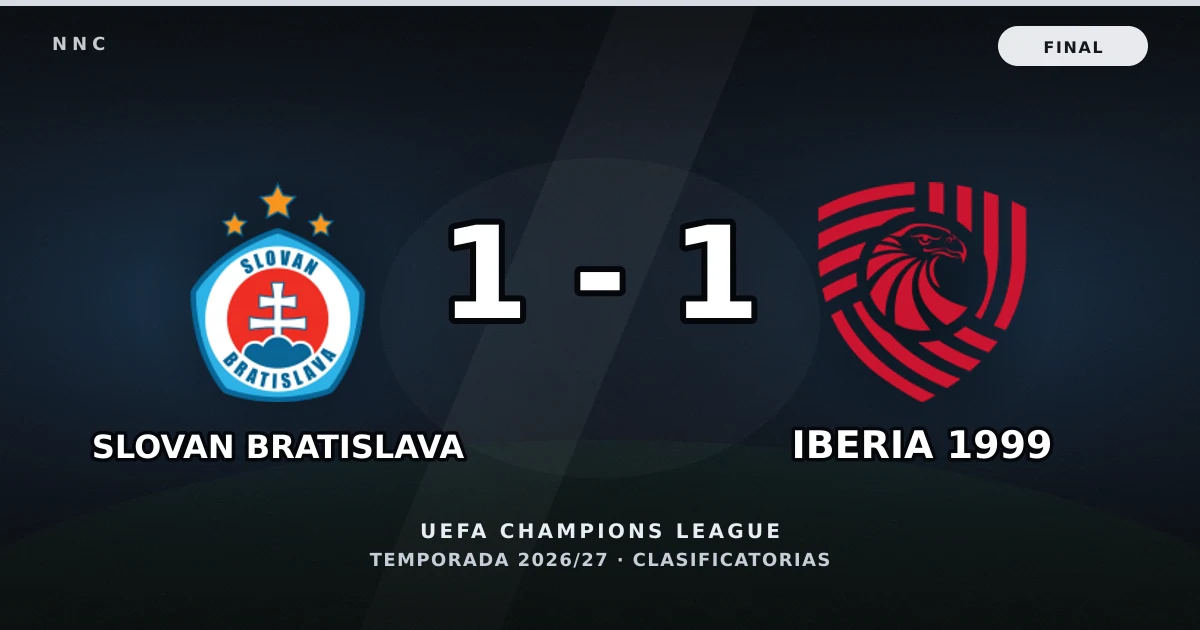 Slovan Bratislava 1-1 FC Iberia 1999: resultado, goles y resumen del partido