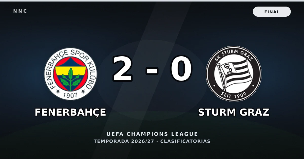 Fenerbahçe 2-0 Sturm Graz: resultado, goles y resumen del partido