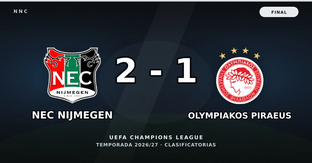 NEC Nijmegen 2-1 Olympiakos Piraeus: resultado, goles y resumen del partido