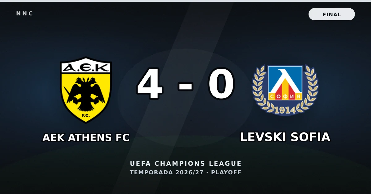 AEK Athens FC 4-0 Levski Sofia: resultado, goles y resumen del partido