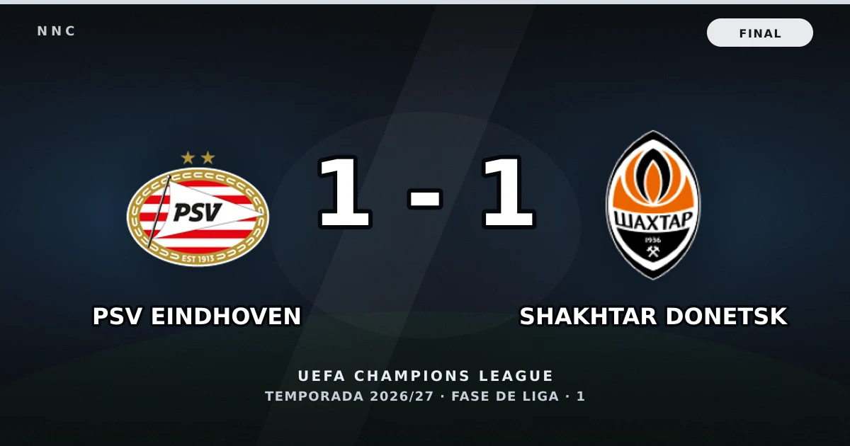 PSV Eindhoven 1-1 Shakhtar Donetsk: resultado, goles y resumen del partido