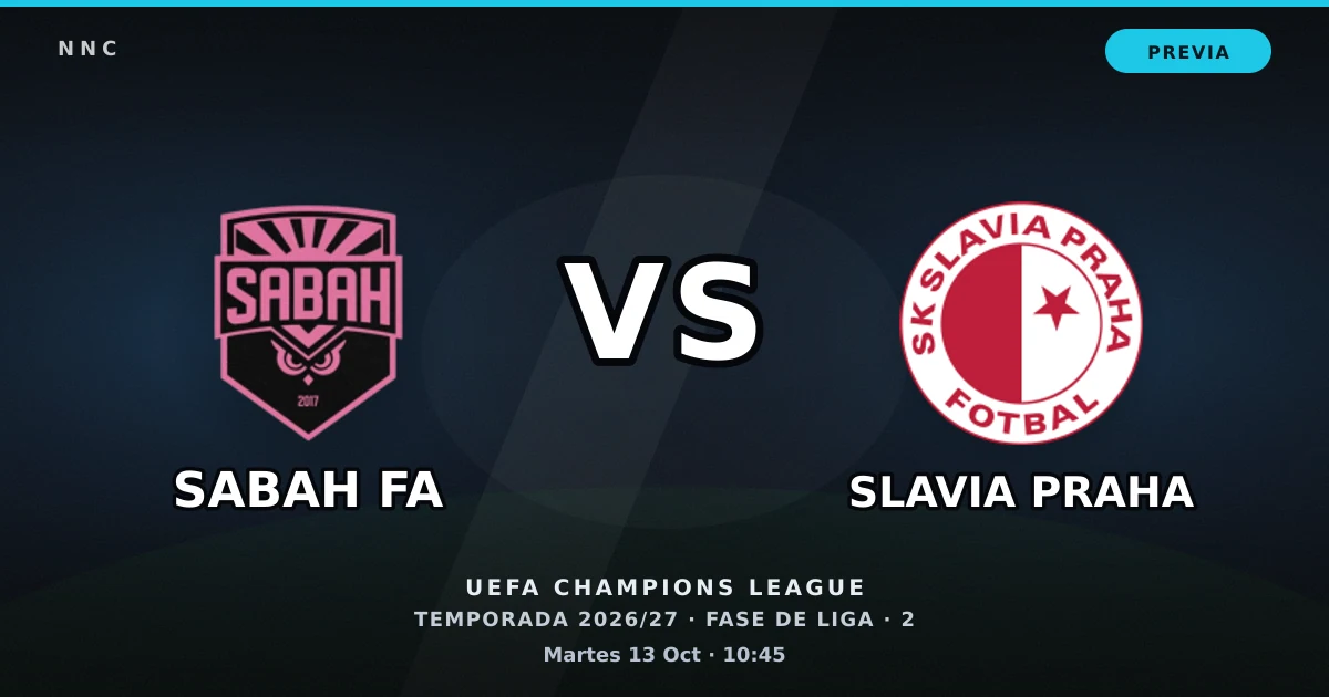 Sabah FA vs Slavia Praha: horario y previa de la UEFA Champions League