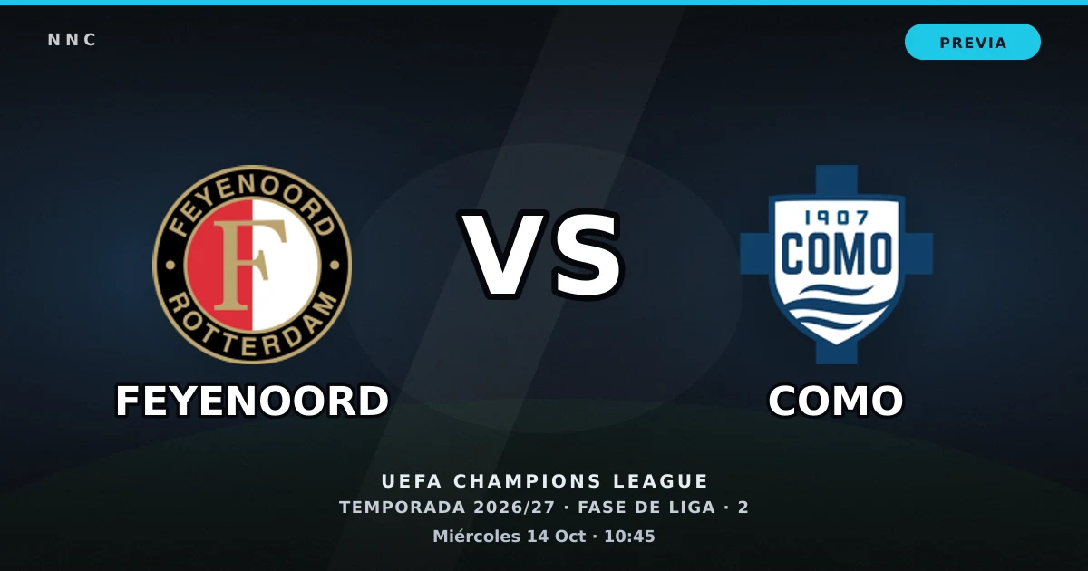 Feyenoord vs Como: horario y previa de la UEFA Champions League