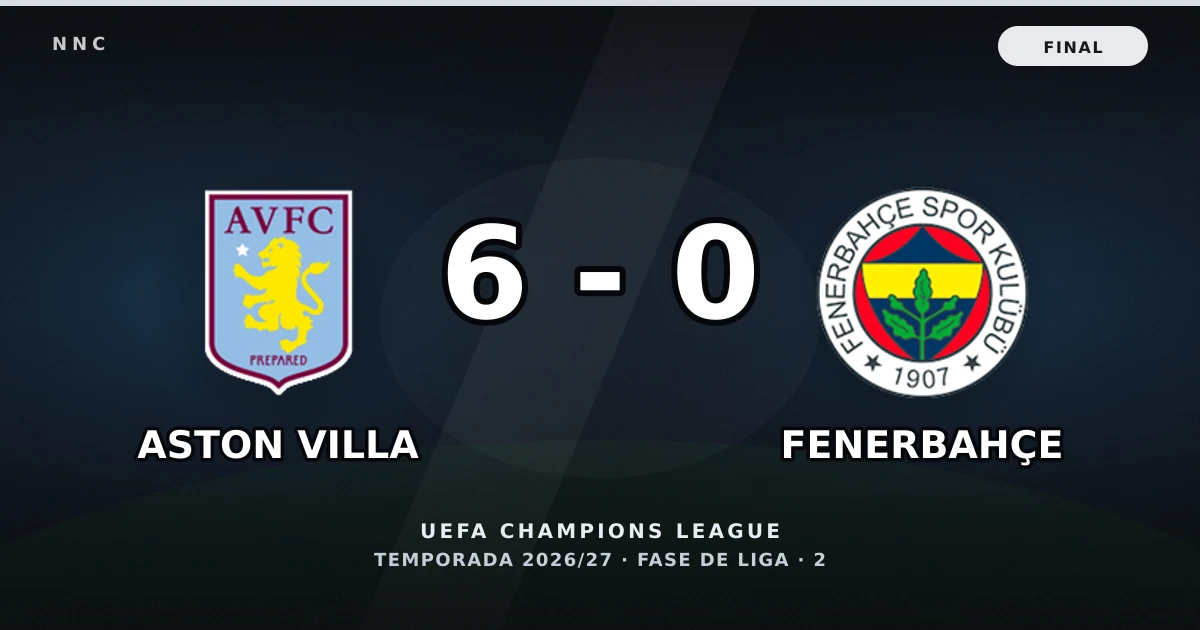 Aston Villa 6-0 Fenerbahçe: resultado, goles y resumen del partido