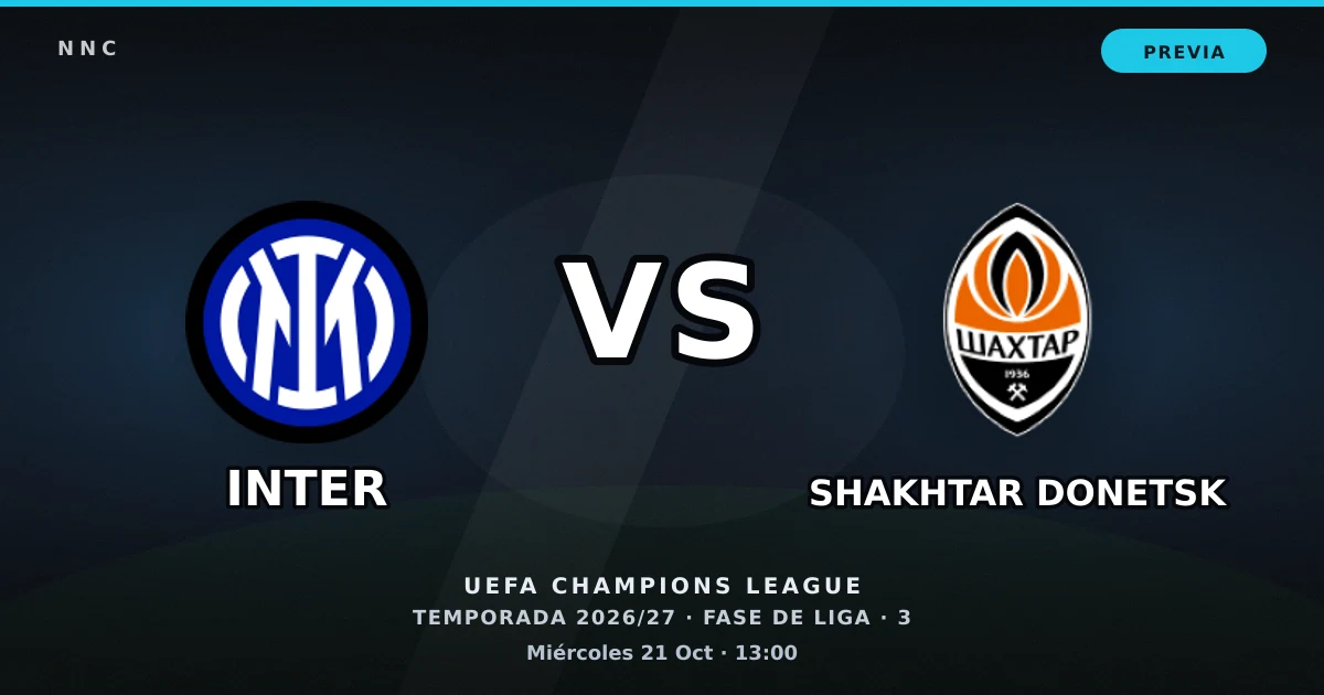 Inter vs Shakhtar Donetsk: horario y previa de la UEFA Champions League