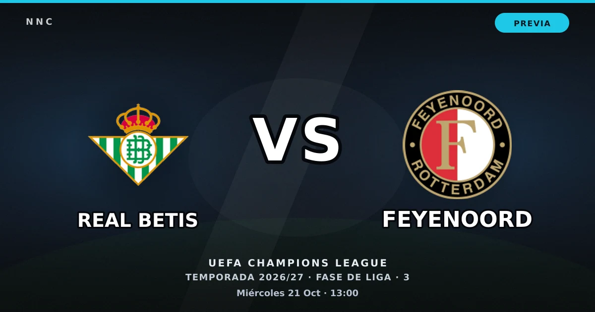 Real Betis vs Feyenoord: horario y previa de la UEFA Champions League