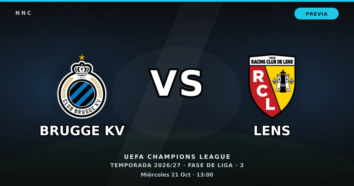 Club Brugge KV vs Lens: horario y previa de la UEFA Champions League