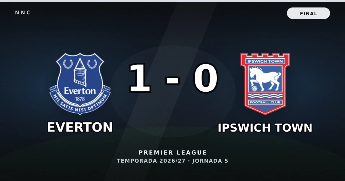 Everton 1-0 Ipswich Town: resultado y goles