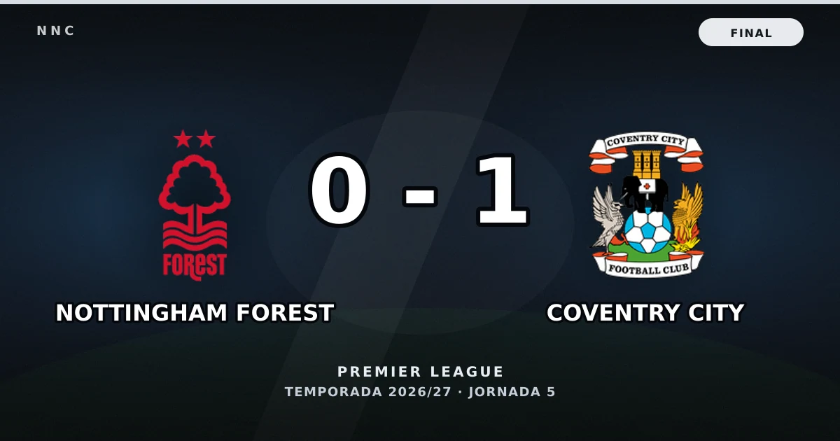 Nottingham Forest 0-1 Coventry City: resultado y goles