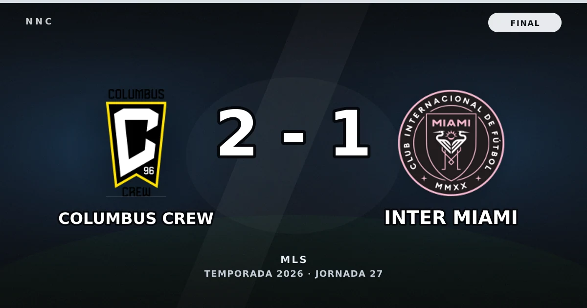 Columbus Crew 2-1 Inter Miami: resultado, goles y resumen del partido
