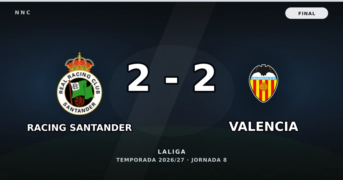 Racing Santander 2-2 Valencia: resultado, goles y resumen del partido