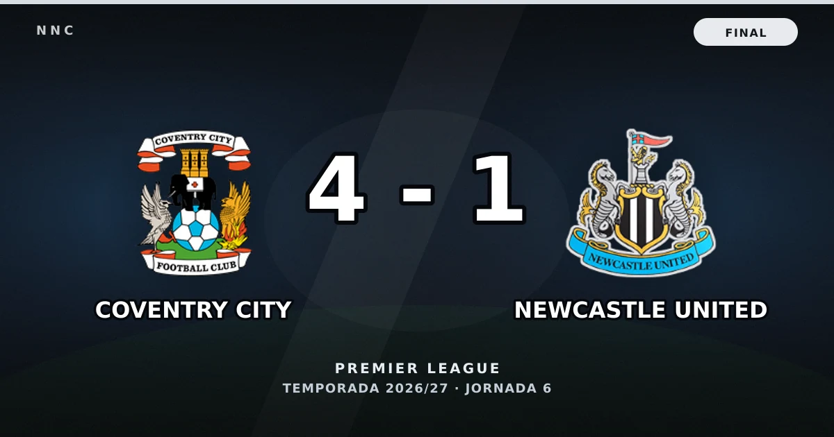 Coventry City 4-1 Newcastle United: resultado, goles y resumen del partido
