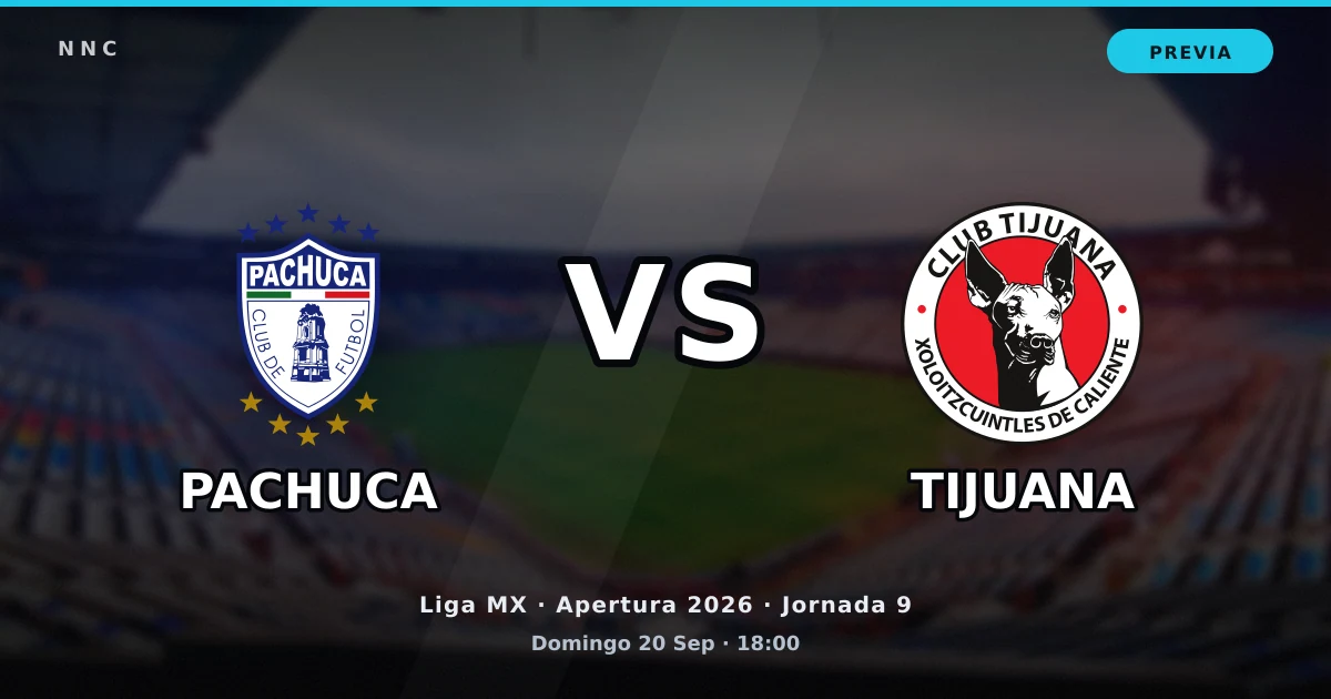 CF Pachuca vs Club Tijuana: horario y previa de la Jornada 9 del Apertura 2026