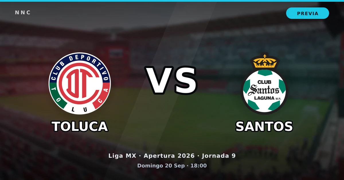 Toluca vs Santos Laguna: horario y previa de la Jornada 9 del Apertura 2026