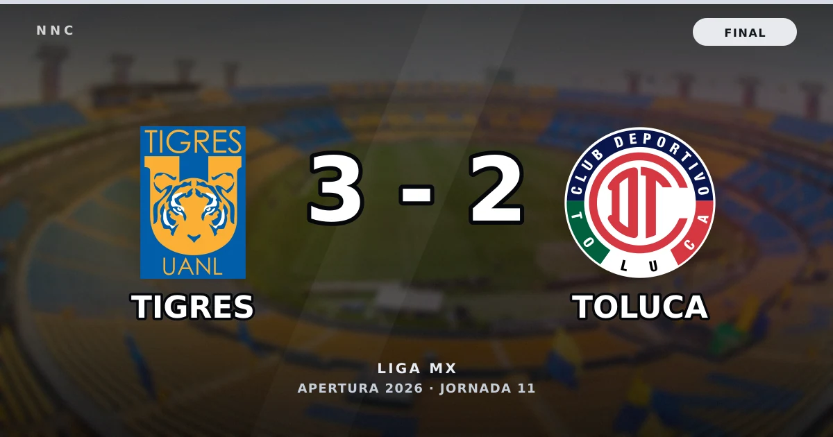 Tigres 3-2 Toluca: resultado, goles y resumen del partido