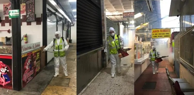 Tepic. Desinfectan mercados municipales para prevenir casos de COVID-19 y dengue