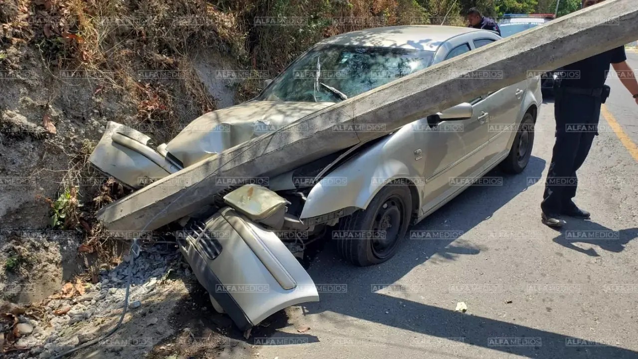 Se le atravesó un póste de luz en la carretera