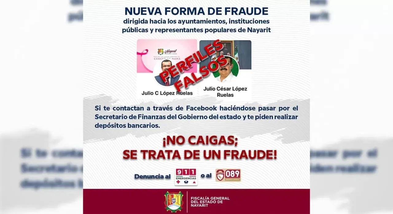 Alerta fiscalía sobre nueva forma de fraude en nayarit