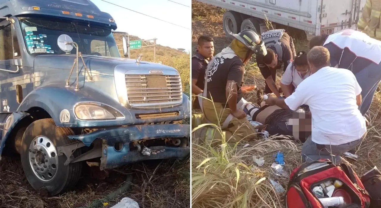 Trailero originario de Toluca sufre fuerte accidente en Ixtlán del Río