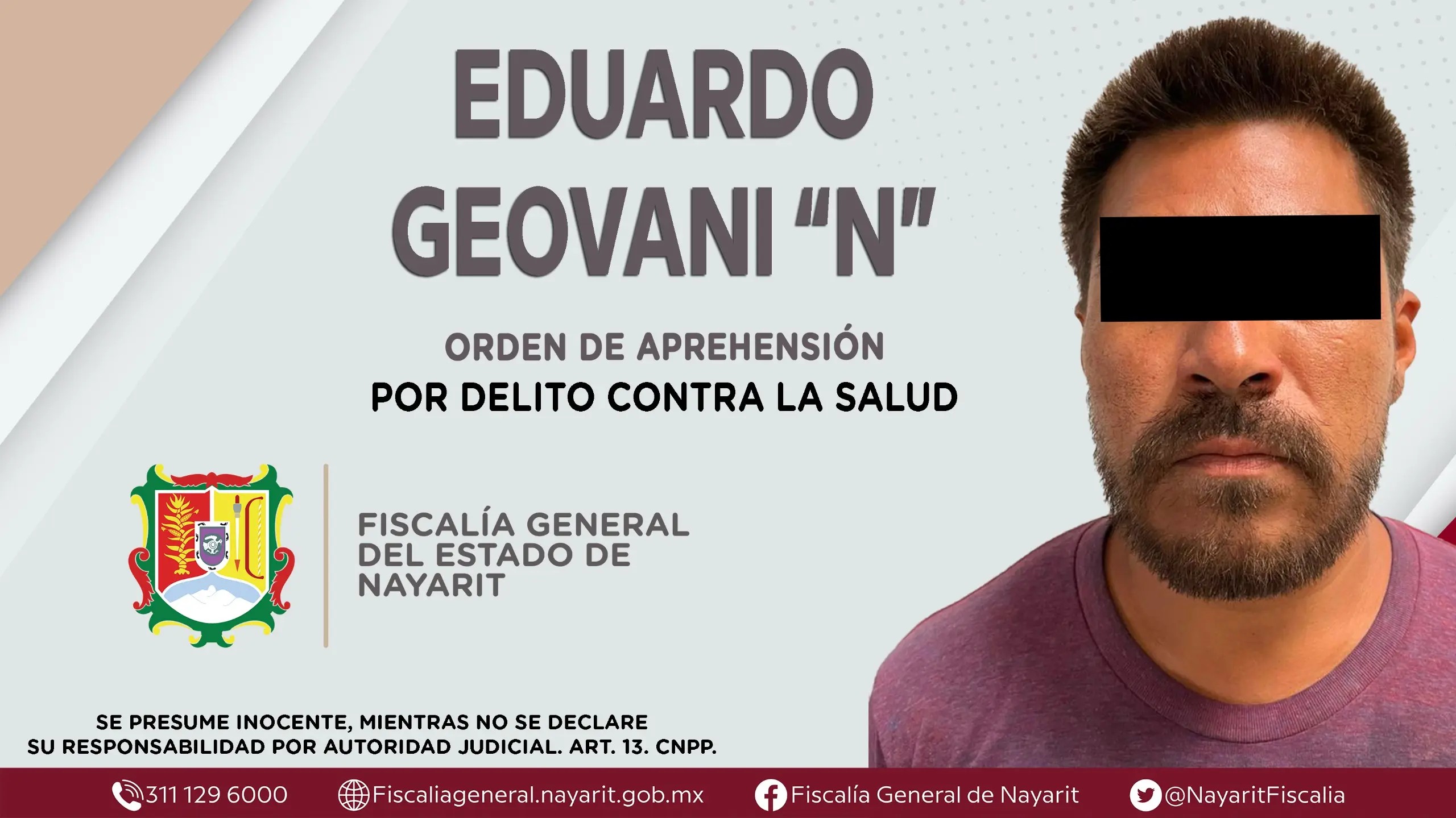 Se le cumplimenta orden de aprehensión por delito contra la salud