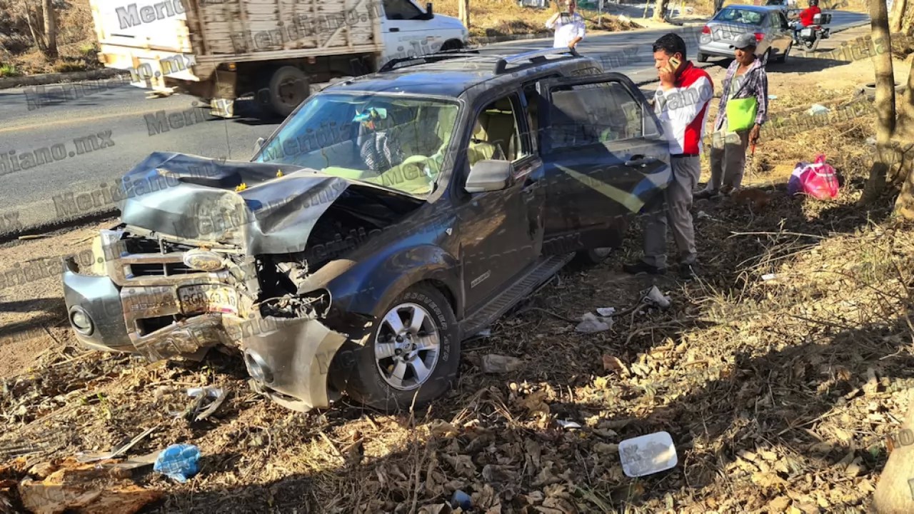 Se le atraviesa un arbol y se impacta contra el