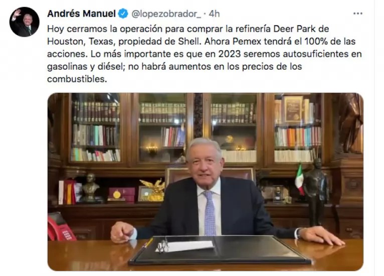 Compra México refinería Deer Park de Houston, Texas