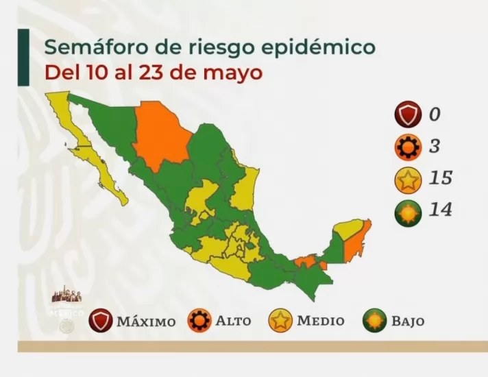 Nayarit regresa a Semáforo Verde; Baja el riesgo de contagio en casi todo el país