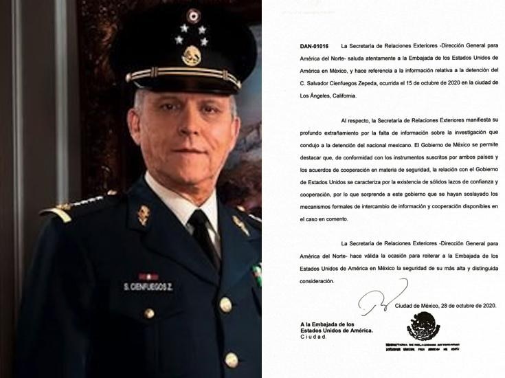 Desclasifica México carta que envío a Estados Unidos por caso Cienfuegos